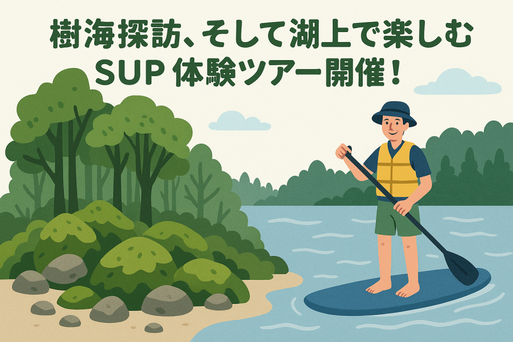 樹海探訪、そして湖上で楽しむSUP体験ツアー開催! - 富士山・樹海エコツアーは FUJI HAT 樹海探訪、そして湖上で楽しむSUP体験ツアー開催!