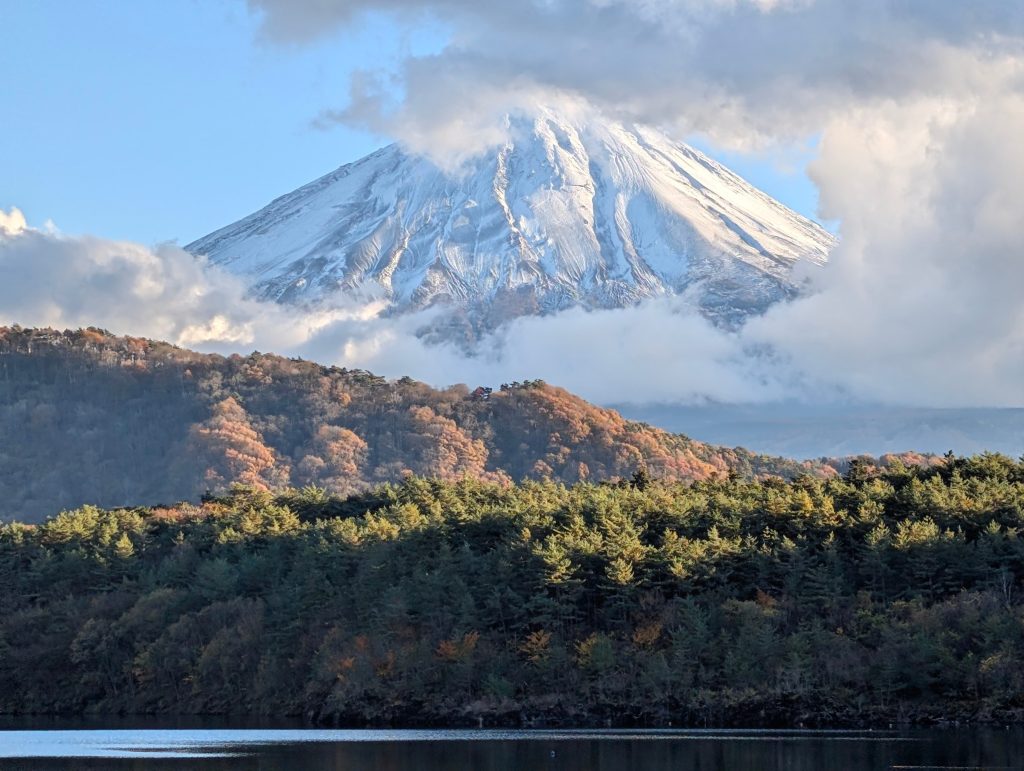 PXL_20241121_064145955 - 富士山・樹海エコツアーは FUJI HAT 紅葉と富士山の共演/湖面に映る秋の森